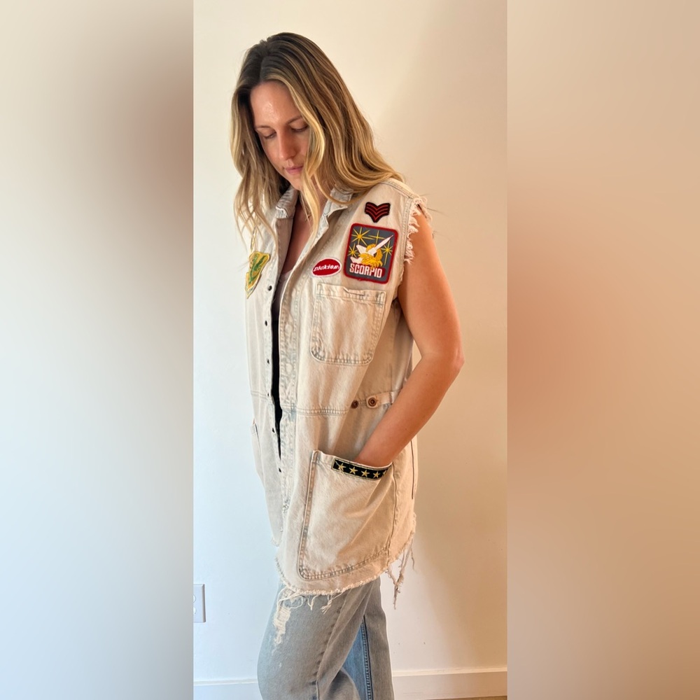 Upcycled One Teaspoon Romper turned patchwork vest, one of a kind - Picture 3 of 10